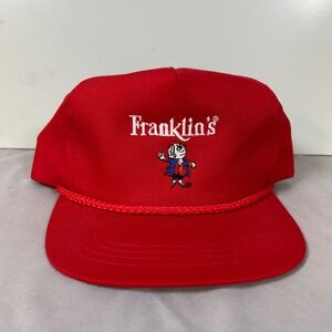 Vintage Yupoong Franklins Red Rope Snapback Hat Ben Franklin Embroidered Cap